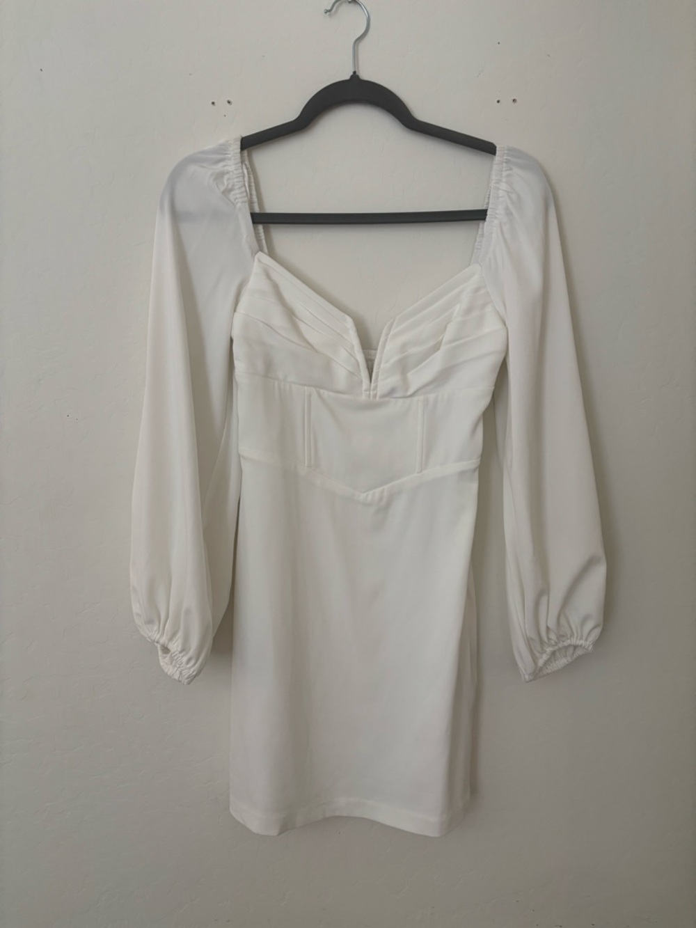 Oh Polly White Long Sleeve Corset Mini Dress Size 4